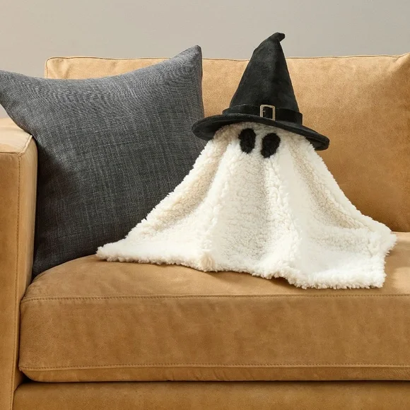 Little Gus The Ghost with Witch Hat Shaped Pillow